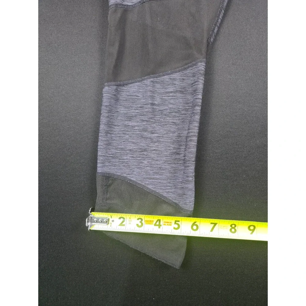 R8 Activewear Womens Grey Space Dye Mesh Panel Cropped Leggings Size M Pockets